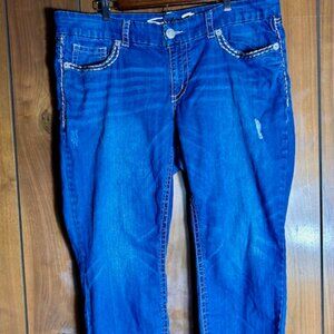 Seven7 Luxe Jeans Women Sz. 18 Blue Denim Skinny Easy Fit Distressed 42x27